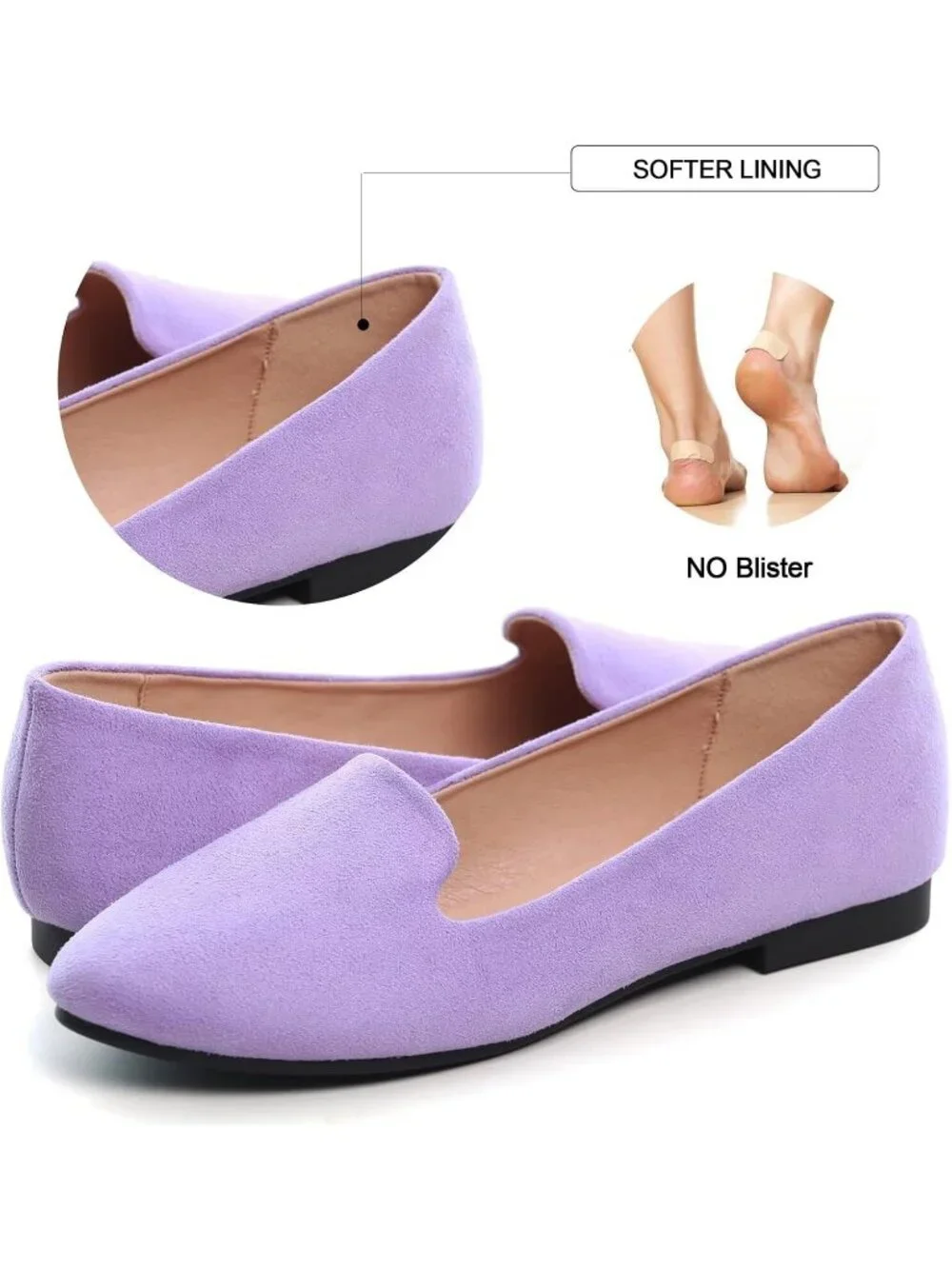 Women's light Purple Round Toe Comfortable Slip On Loafer Ballet Flat Shoes